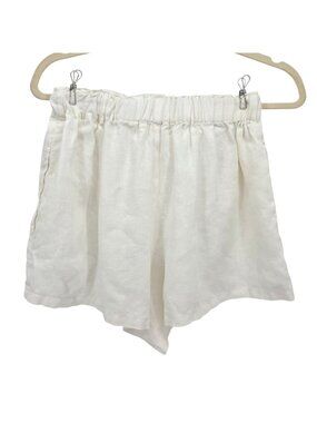 ELCE Swim Womens Medium Shorts Linen Ivory Pull On Woven Pockets Beach Boho